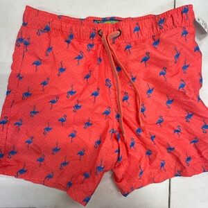 Men’s flamingo swim society swim trunks - size medium